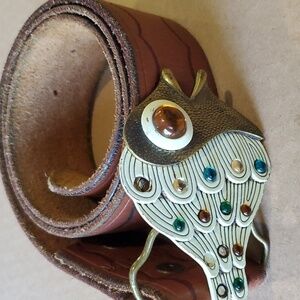 Hollister brown leather belt Fish buckle 38 inches long